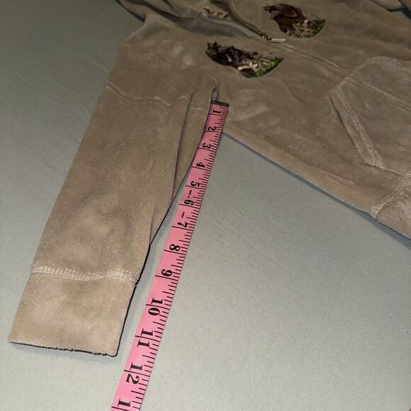 Ameri Mode Fleece Hoodie Girls 4 Taupe Patch Wolves Wolf Long Sleeve Full Zip - Picture 8 of 8